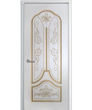 Дверь с ПВХ покрытием Александрия ДГ (Софт белый/патина) Дверь с ПВХ покрытием Александрия ДГ (Софт белый/патина)