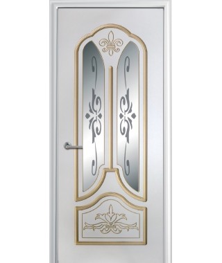 Дверь с ПВХ покрытием Александрия ДО (Софт белый/патина) Дверь с ПВХ покрытием Александрия ДО (Софт белый/патина)