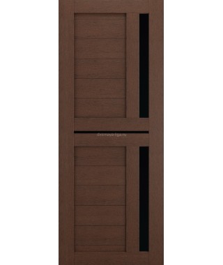 Дверь из экошпона Техно 9 (Ясень коричневый черное стекло) Дверь из экошпона Техно 9 (Ясень коричневый черное стекло)